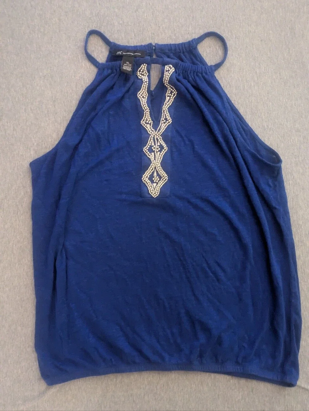 INC International Concepts Royal Blue Beaded Tank.